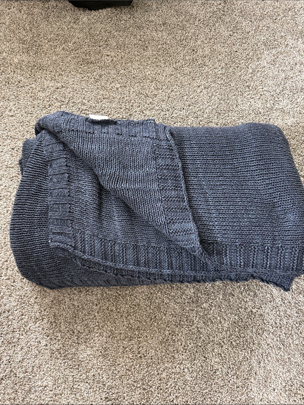 Cozy Knit King Size Blanket in Navy - Picture 2 of 2